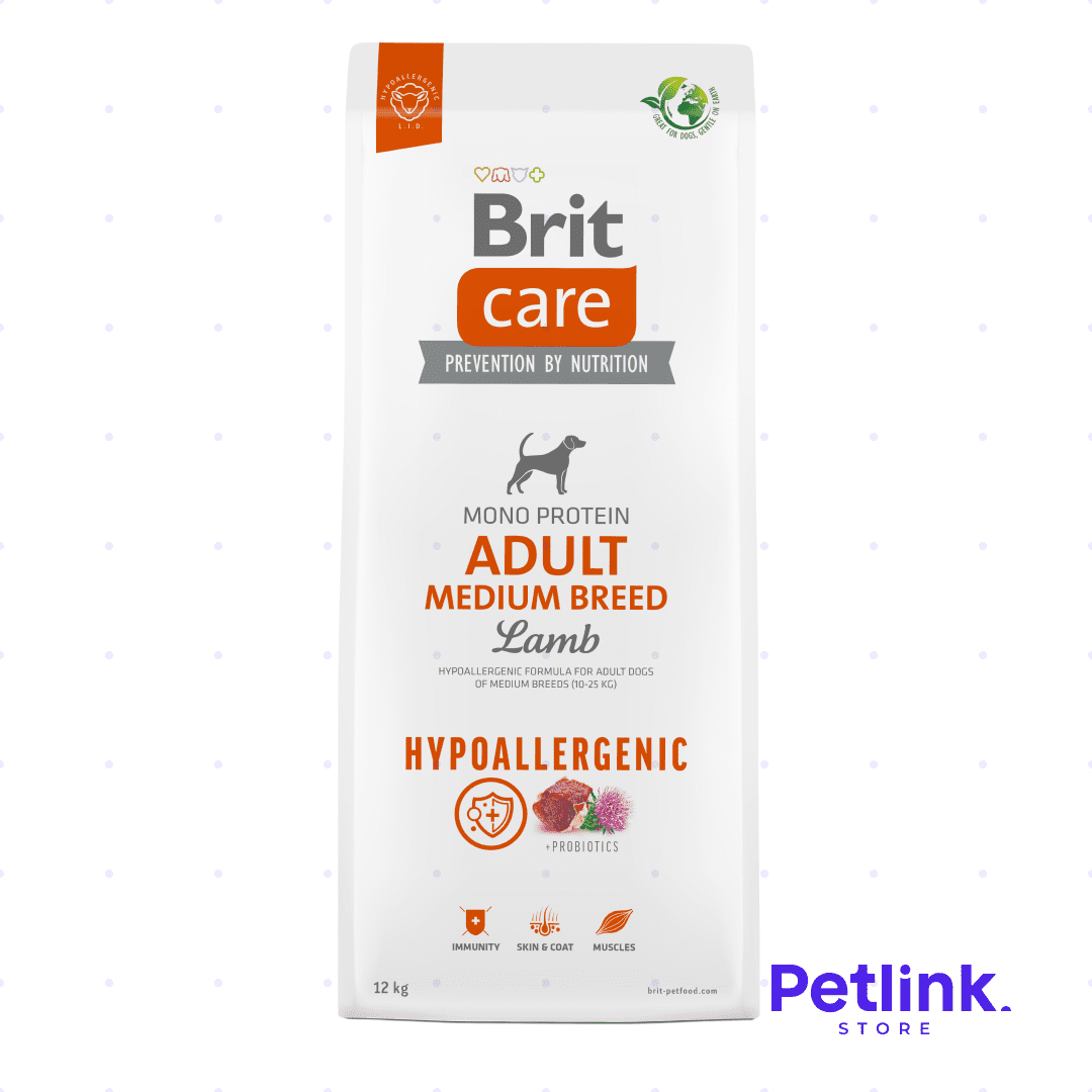 BRIT CARE ALIMENTO SECO HIPOALERGENICO PERRO ADULTO RAZA MEDIANA FORMULA CORDERO BOLSA 12 KILOS