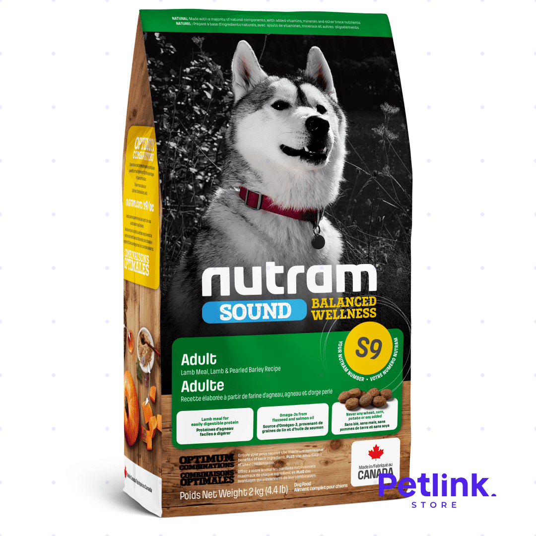 NUTRAM SOUND S9 ALIMENTO SECO PERRO ADULTO TODAS LAS RAZAS FORMULA CORDERO Y CEBADA PERLADA BOLSA 2 KILOS