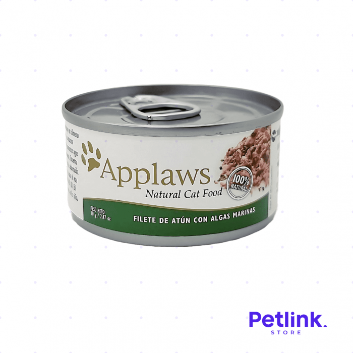 APPLAWS ALIMENTO HUMEDO PARA GATO RECETA FILETE DE ATUN CON ALGAS MARINAS EN LATA 70 GRAMOS