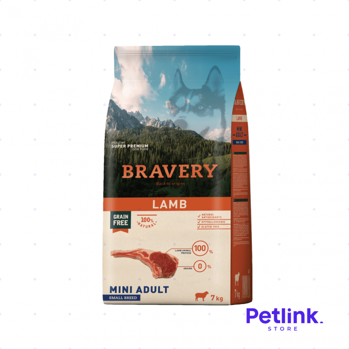 BRAVERY ALIMENTO SECO PERRO ADULTO RAZA MINIATURA Y PEQUEÑA RECETA CORDERO BOLSA 7 KILOS