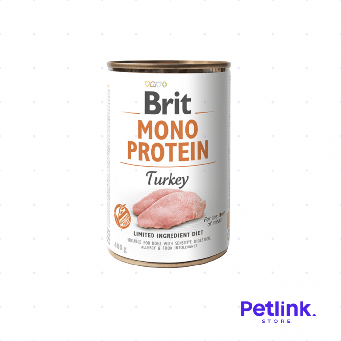 BRIT CARE ALIMENTO HUMEDO PERRO ADULTO TODAS LAS RAZAS FORMULA MONOPROTEINA PAVO LATA 400 GRAMOS