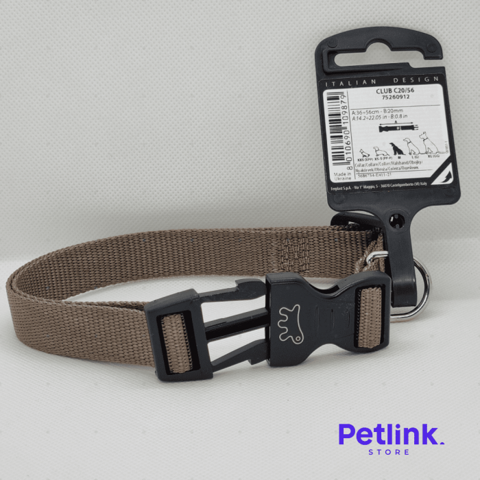 FERPLAST COLLAR DE NYLON PARA PERRO RAZA MEDIANA MODELO CLUB C20/56 COLOR MARRON