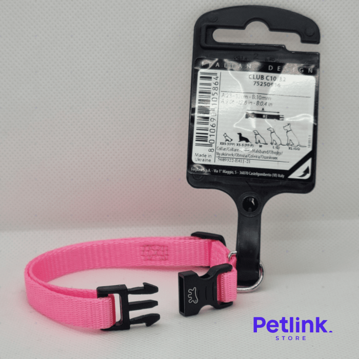 FERPLAST COLLAR DE NYLON PARA PERRO RAZA PEQUENA MODELO CLUB C10/32 COLOR ROSADO