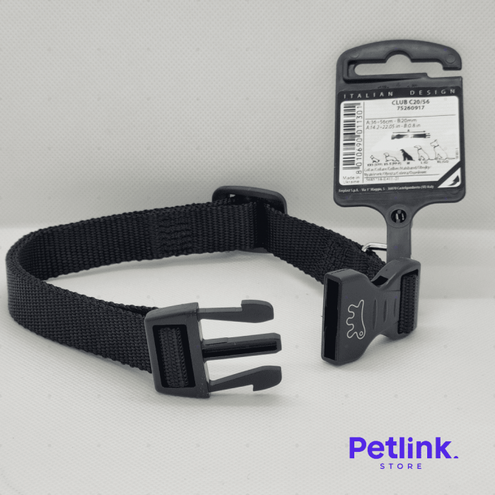 FERPLAST COLLAR DE NYLON PARA PERRO RAZA MEDIANA MODELO CLUB C20/56 COLOR NEGRO