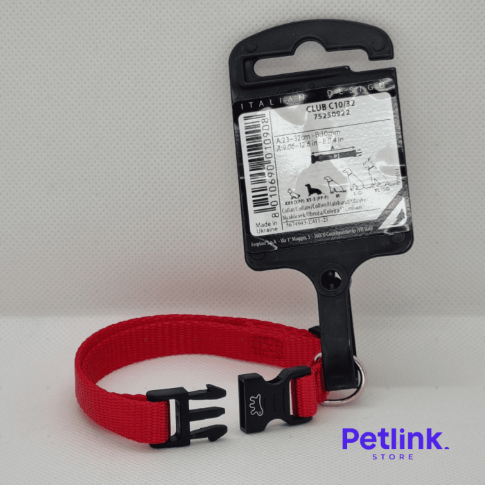 FERPLAST COLLAR DE NYLON PARA PERRO RAZA PEQUENA MODELO CLUB C10/32 COLOR ROJO