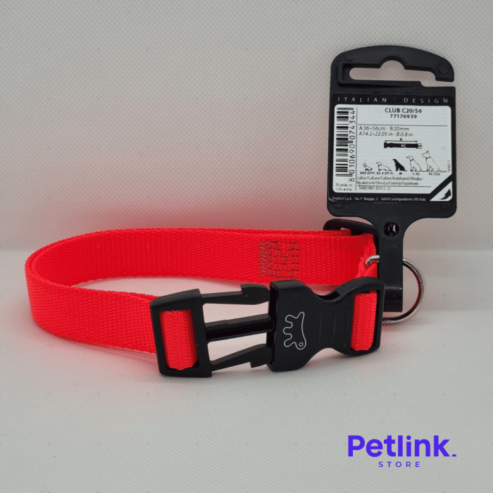 FERPLAST COLLAR DE NYLON PARA PERRO RAZA MEDIANA MODELO CLUB C20/56 COLOR NARANJA