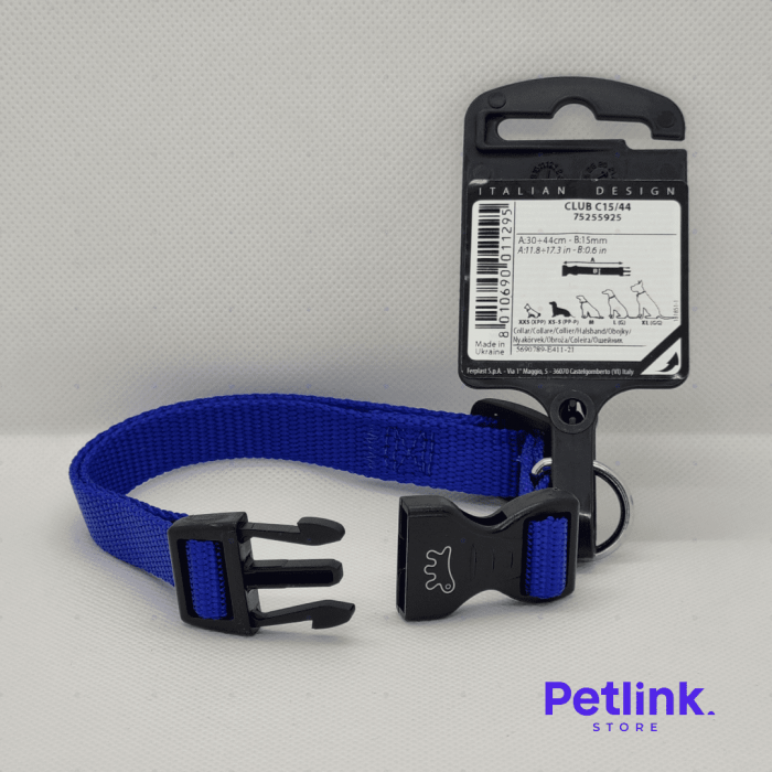 FERPLAST COLLAR DE NYLON PARA PERRO RAZA PEQUENA MODELO CLUB C15/44 COLOR AZUL