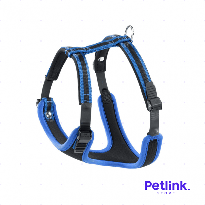 FERPLAST ARNES AJUSTABLE DE SUAVE ACOLCHADO PARA PERRO RAZA PEQUENA MODELO ERGOCOMFORT SMALL COLOR AZUL CON NEGRO