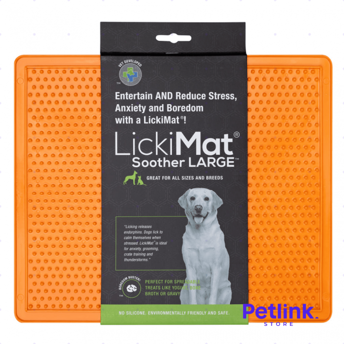 LICKIMAT PLATO ALIMENTADOR LENTO PARA PERROS MODELO SOOTHER EXTRA LARGE COLOR NARANJA