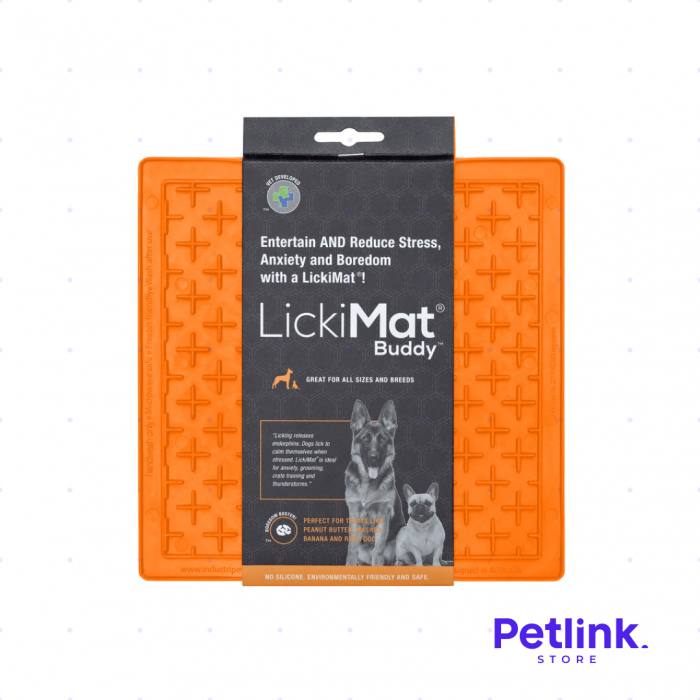 LICKIMAT PLATO ALIMENTADOR LENTO PARA PERROS MODELO BUDDY COLOR NARANJA