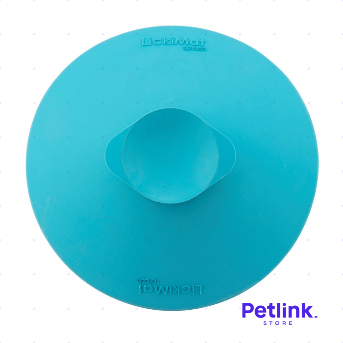 LICKIMAT PLATO ALIMENTADOR LENTO DISTRACTOR HORA DEL BANO PARA PERROS MODELO SPLASH DISENO REDONDO COLOR TURQUESA