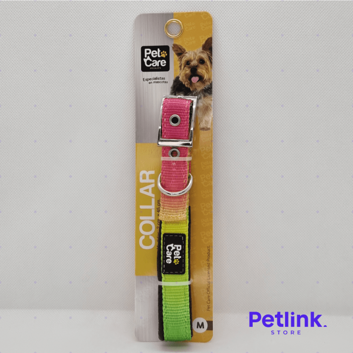 PETCARE COLLAR DE NYLON PARA PERRO RAZA MEDIANA MODELO MULTICOLOR MEDIDAS 2CM X 45CM