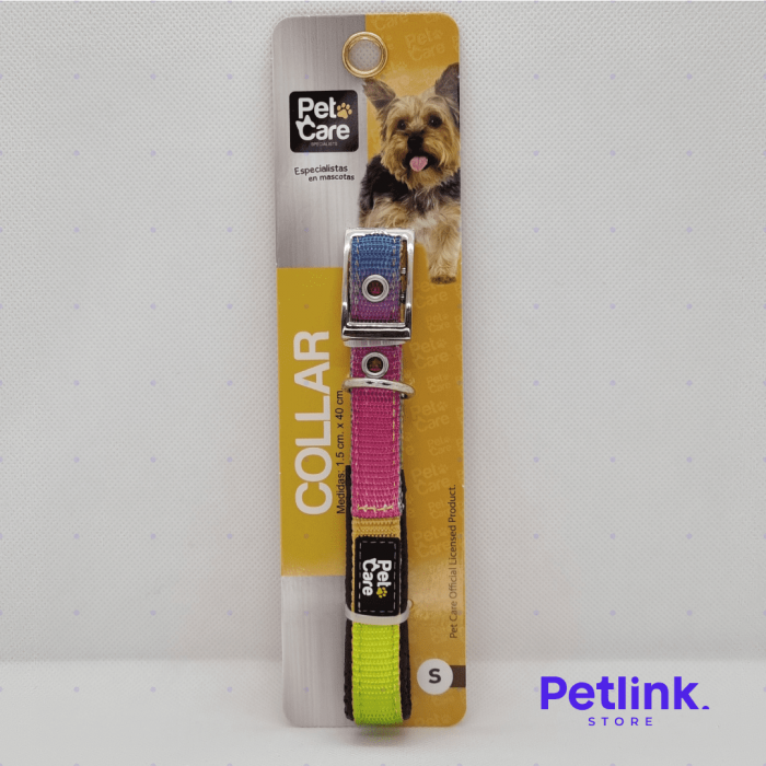 PETCARE COLLAR DE NYLON PARA PERRO RAZA PEQUENA MODELO MULTICOLOR MEDIDAS 1.5CM X 40CM