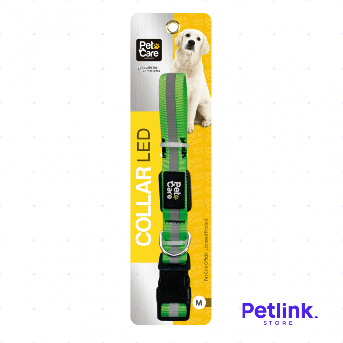 PETCARE COLLAR DE NYLON PARA PERRO RAZA MEDIANA MODELO LED REFLECTIVO