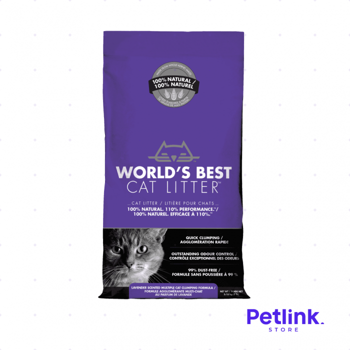 WORLDS BEST CAT LITTER ARENA PARA MULTIPLES GATOS AGLUTINANTE CONTROL DE OLOR AROMA LAVANDA 3.18KG